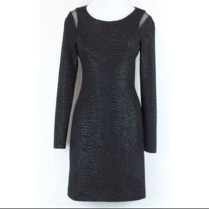 Betsey Johnson Black Pattern Mesh Inset Dress Sz 8